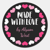 Pink Hearts Made with Love Custom Name