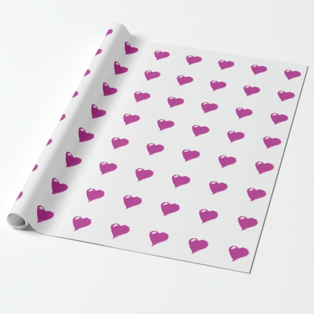 Pink Hearts Matte Wrapping Paper, 30 in x 15 ft Wrapping Paper (Unrolled)