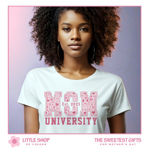 Pink Hearts Mom University Mother's Day Tri-Blend Shirt