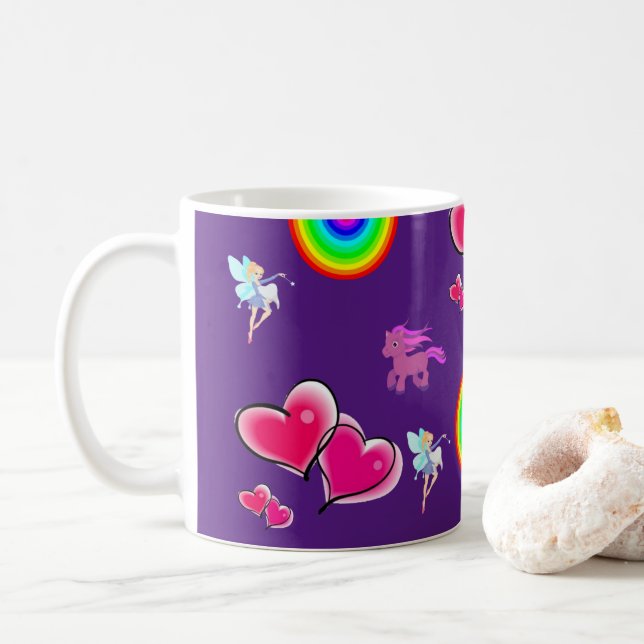 Pink Hearts Mug (With Donut)
