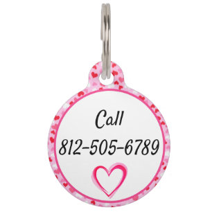 Pink Hearts Name on Black Good Dog Pet Tag