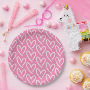 Pink Hearts of Hearts  Paper Plate