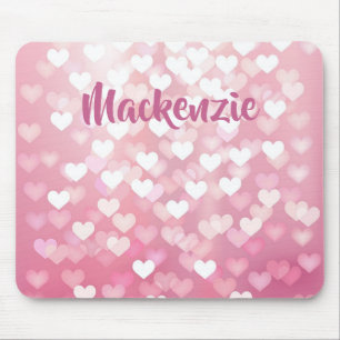 Pink Hearts Ombré Girly Name For Her Mouse Pad