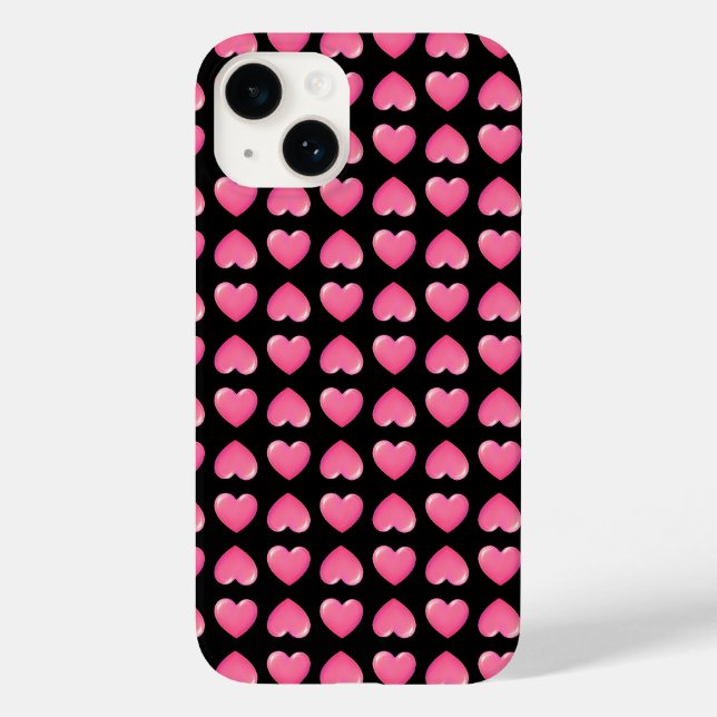 Pink Hearts on Black  Case-Mate iPhone Case (Back)