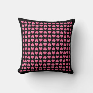 Pink Hearts on Black to Personalize Throw Pillow