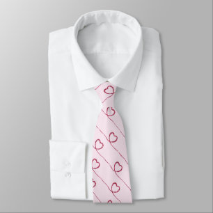 Pink Hearts On Pale Pink Tie