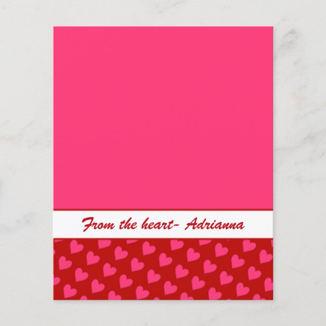 Pink Hearts on Red w/Pink 4.5x5.6 Paper (Front)