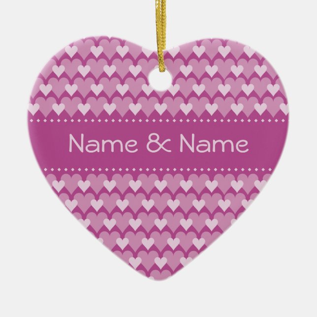 Pink Hearts ornament, customize Ceramic Ornament (Front)