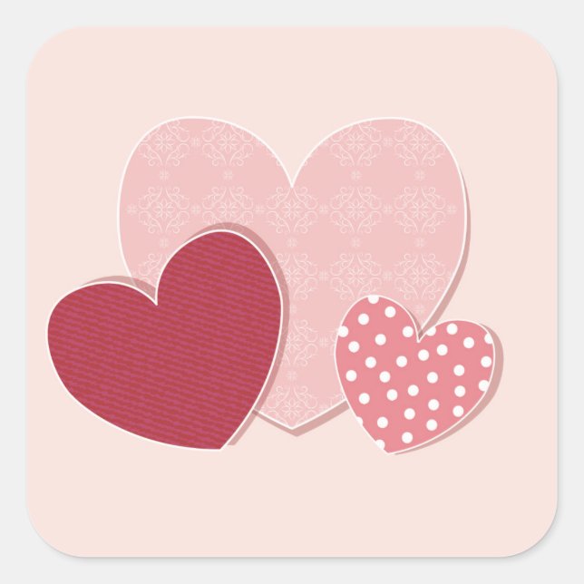 Pink Hearts Paper Sticker (Front)
