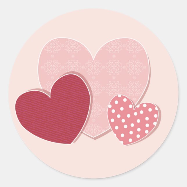 Pink Hearts Paper Sticker (Front)