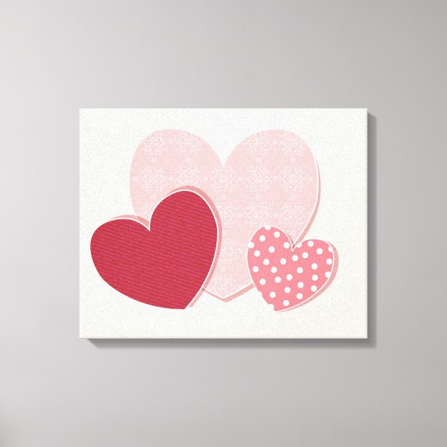 Pink Hearts Paper Sticker Canvas Print (Front)