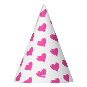 Pink Hearts Party Hat - Choose Colour