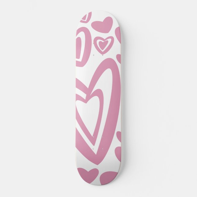 Pink Hearts Pattern #1 #love #decor #art Skateboard (Front)