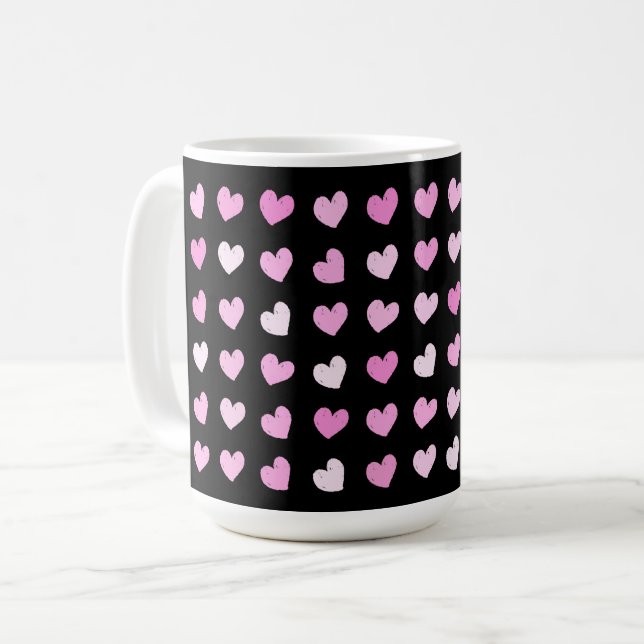 Pink Hearts Pattern Coffee Mug (Front Left)