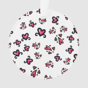 Pink Hearts Pattern – Cute Doodle Design Ornament