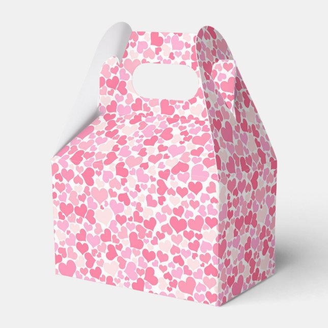 Pink Hearts Pattern -  Favour Box (Front Side)