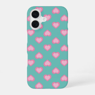 Pink Hearts Pattern iPhone 16 Case