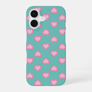 Pink Hearts Pattern iPhone 16 Case