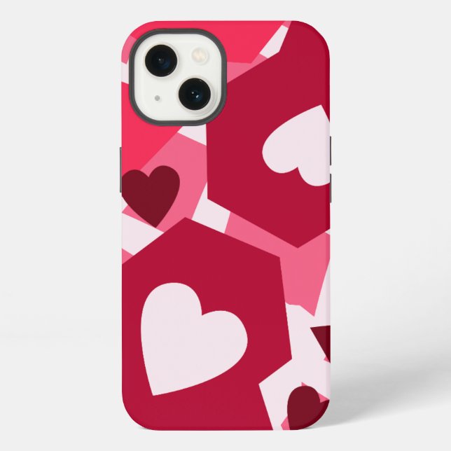 Pink, Hearts, Pattern iPhone Case (Back)