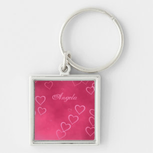 Pink hearts pattern keychain