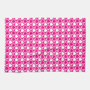 Pink hearts pattern kitchen towel