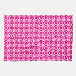 Pink hearts pattern kitchen towel