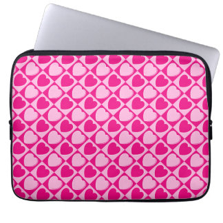 Pink hearts pattern laptop sleeve