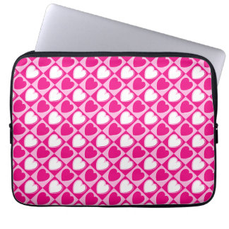 Pink hearts pattern laptop sleeve