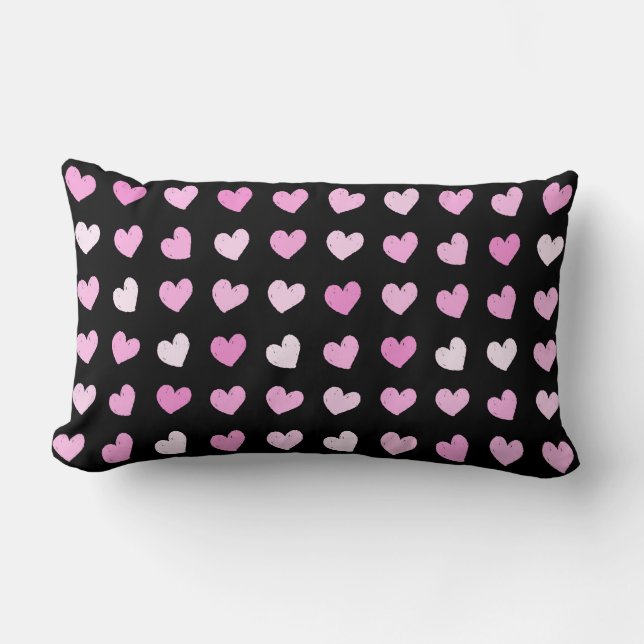 Pink Hearts Pattern Lumbar Pillow (Front)