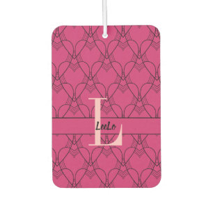 Pink Hearts Pattern Monogram and Name Custom Air Freshener