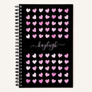 Pink Hearts Pattern Notebook