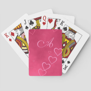Pink hearts pattern playing cards
