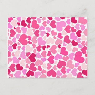 Pink hearts pattern postcard