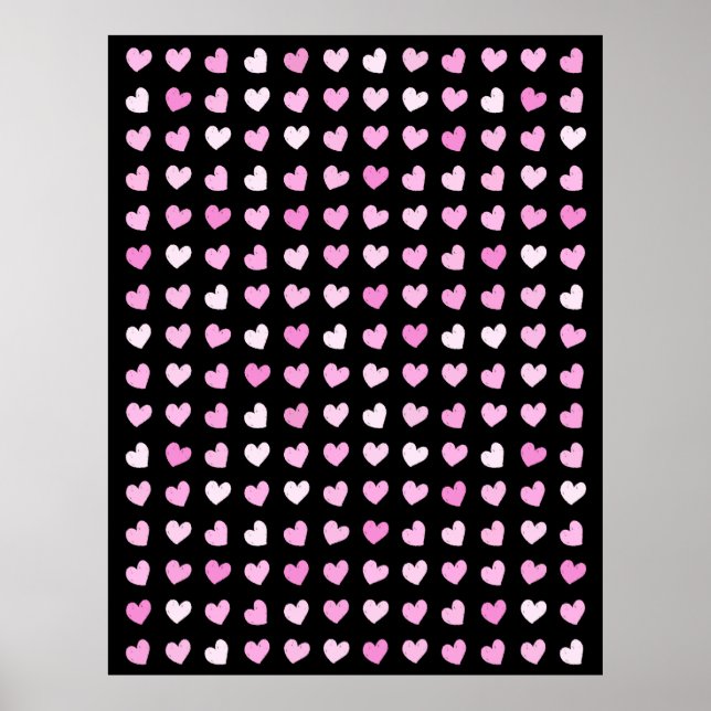 Pink Hearts Pattern Poster (Front)