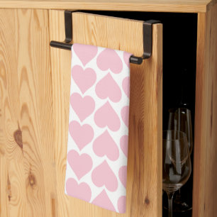 Pink Hearts Pattern, Romantic, Love Kitchen Towel