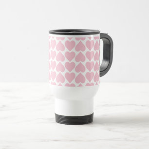 Pink Hearts Pattern, Romantic, Love Travel Mug