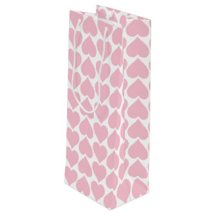 Pink Hearts Pattern, Romantic, Love Wine Gift Bag