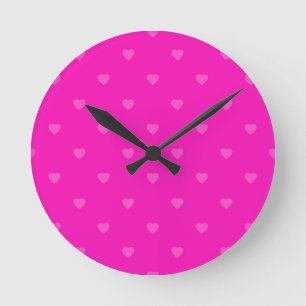 Pink hearts pattern round clock