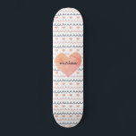 Pink Hearts Pattern Skateboard<br><div class="desc">Cute pink and charcoal grey heart and squiggles pattern girly skateboard. A great gift for your daughter or granddaughter.</div>