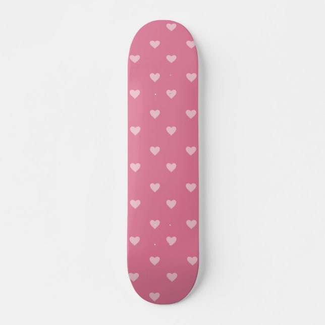 Pink Hearts Pattern Skateboard (Front)