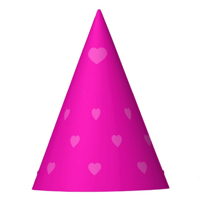 Pink hearts pattern slip on shoes party hat (Front)