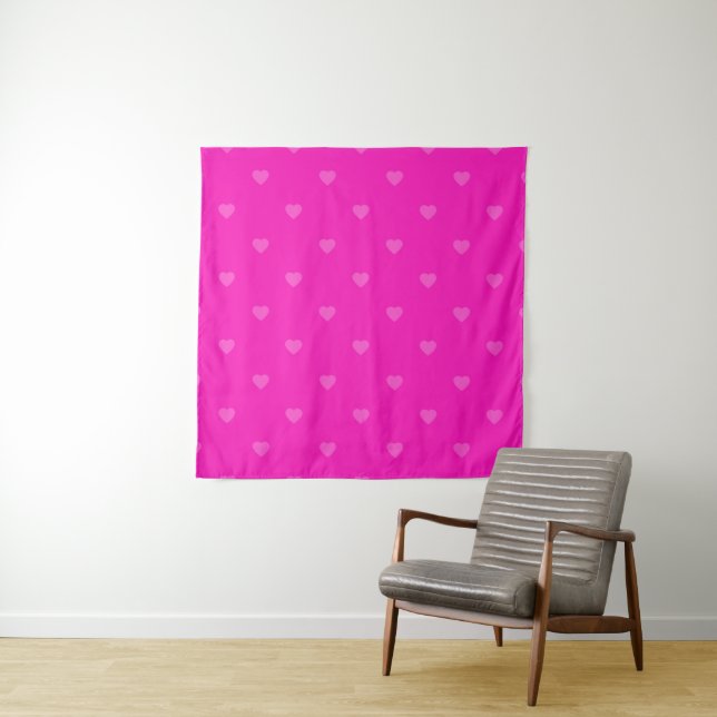 Pink hearts pattern tapestry (In Situ)