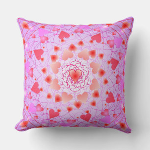Pink Hearts Pattern Throw Pillow