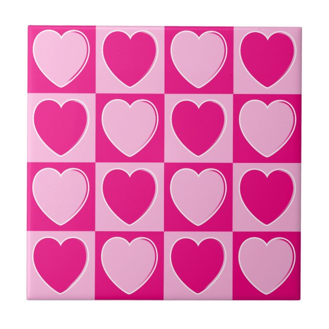 Pink hearts pattern tile (Front)