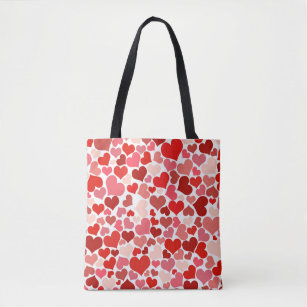 Pink Hearts Pattern Tote Bag
