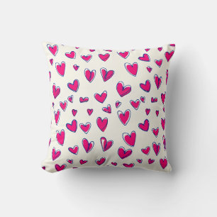 Pink Hearts Pattern Valentine's Day Decor Throw Pillow