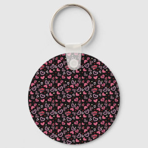 Pink Hearts Pattern Valentine's Day Keychain