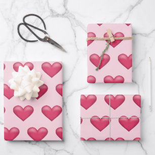 Pink Hearts Pattern Valentine's Day Theme Wrapping Paper Sheet