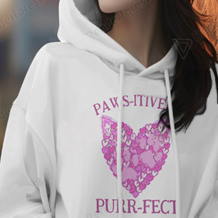Pink Hearts Paws Cat/Dog Animal Lovers Valentines Hoodie