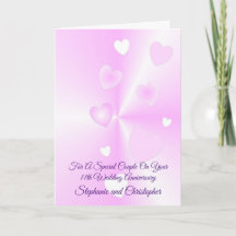 Pink Hearts Personalised 11th Wedding Anniversary
